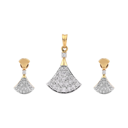 Fan Shape Diamond Pendant Set