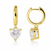 4.70 ct DEW White Moissanite Heart Dangle Earrings Gold Vermeil – Gift for Wife