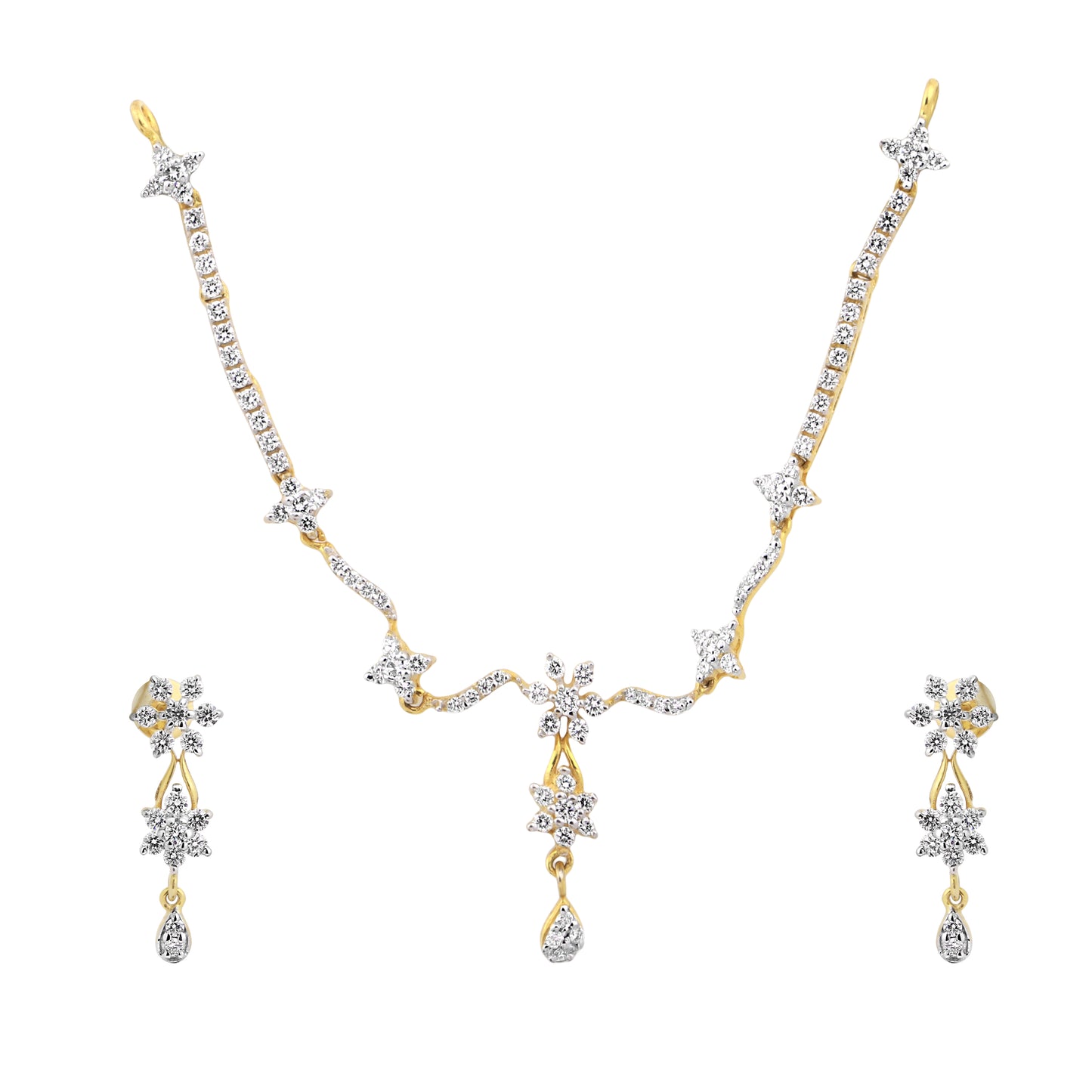 Elegant Diamond Necklace and Earring Set