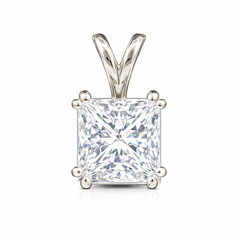 5.65 ct DEW Princess Cut Moissanite Pendant Gold Vermeil Holiday Jewellery Gift