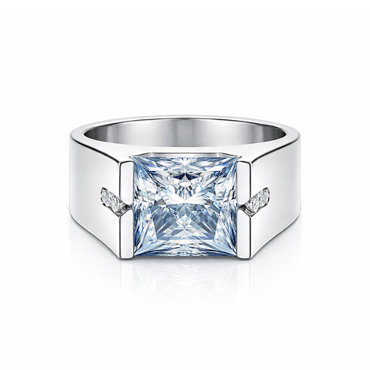 15.80 ct DEW Princess Cut Blue Moissanite Ring for Men in – Statement 18K Gold Plated V 18K Gold Plated