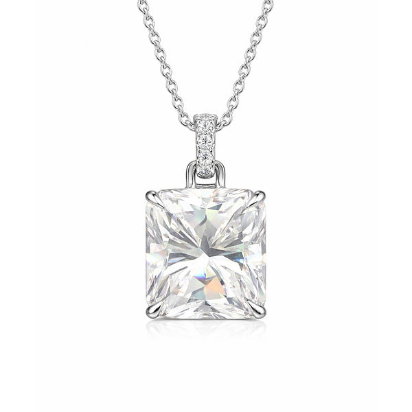 7.30 ct DEW F VS1 White Moissanite Pendant in Gold Vermeil – Birthday Gift for Wife