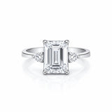 RARE 4.50 ct DEW Radiant Cut Off White Moissanite Ring in Certified 18K Gold Plated Vermeil