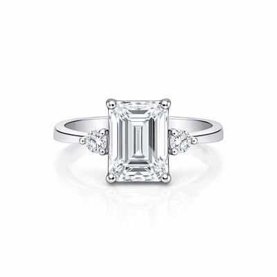 RARE 4.50 ct DEW Radiant Cut Off White Moissanite Ring in Certified 18K Gold Plated Ver 18K Gold Plated