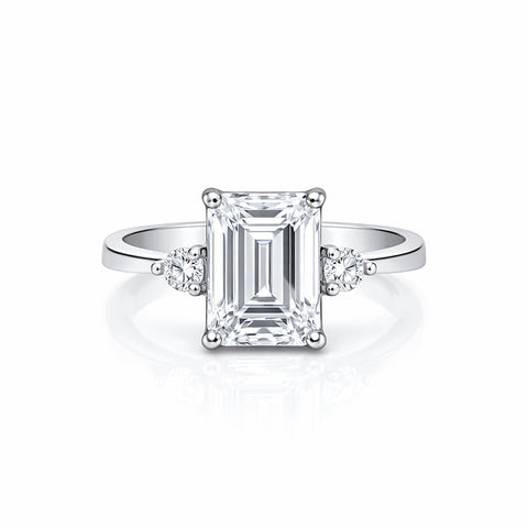 RARE 4.50 ct DEW Radiant Cut Off White Moissanite Ring in Certified 18K Gold Plated Ver 18K Gold Plated
