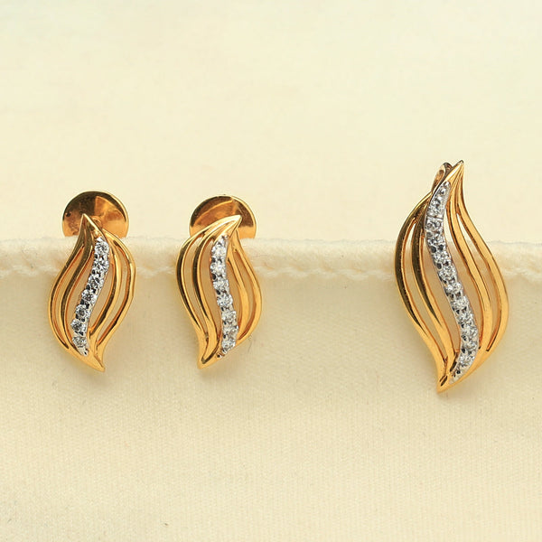 0.13 Ct. Natural Diamond  IGI Certified Pendant And Earrings in 18KT Yellow Gold