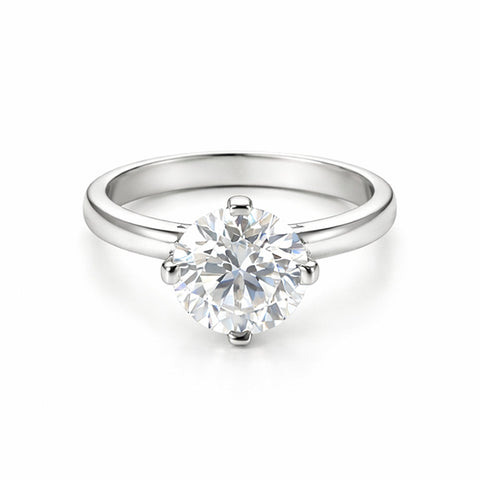 9.40 ct DEW Certified Round Cut White Moissanite Solitaire Ring Gold Vermeil