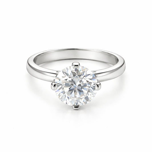9.40 ct DEW Certified Round Cut White Moissanite Solitaire Ring Gold Vermeil