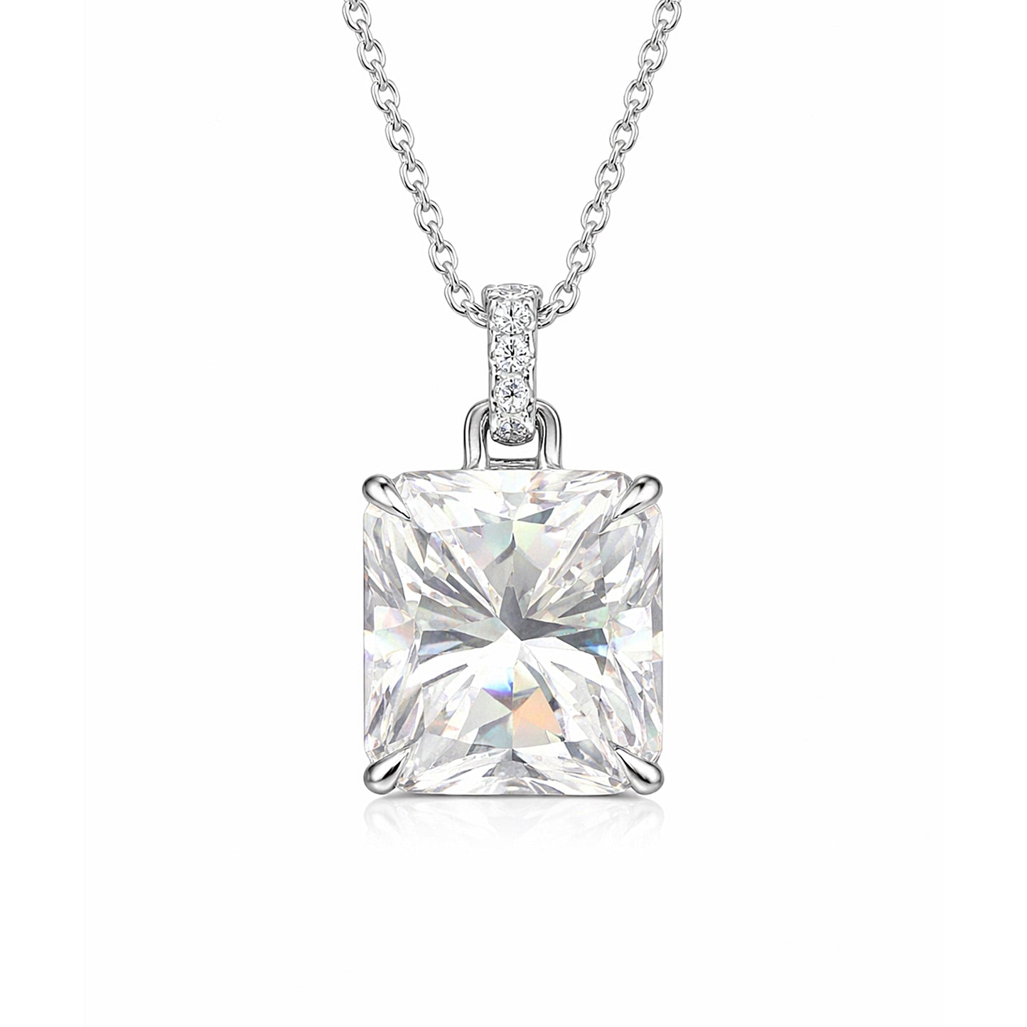 12.50 ct DEW EGL Certified Moissanite Pendant in Gold Vermeil – Back to School Gift