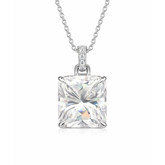 12.50 ct DEW EGL Certified Moissanite Pendant in Gold Vermeil – Back to School Gift