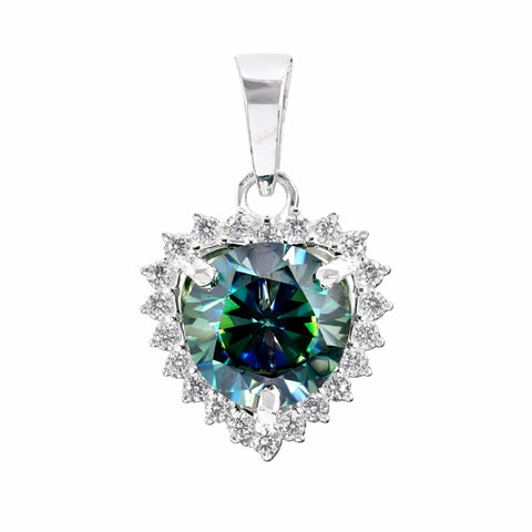 4.85 ct DEW Blue Moissanite Pendant in Gold Vermeil Certified for Holiday Jewellery