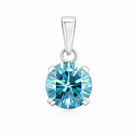 4.35 ct DEW Round Blue Moissanite Certified Pendant in Gold Vermeil Holiday Special