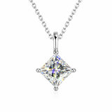 3.50 ct DEW Princess Cut White Moissanite Pendant in 18K Gold Plated Vermeil – Birthday Gift