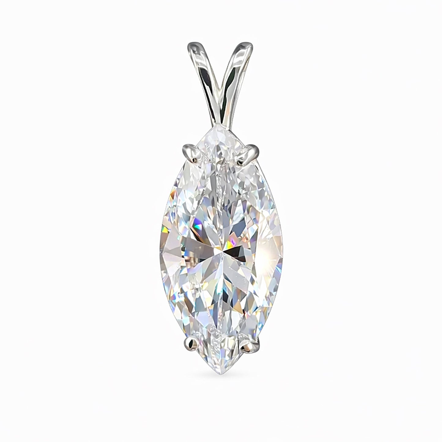 5 ct DEW Marquise Moissanite Pendant in Gold Vermeil Certified for Wedding Gift