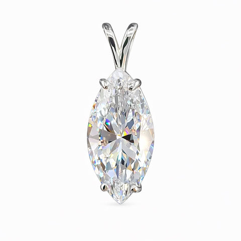 5 ct DEW Marquise Moissanite Pendant in Gold Vermeil Certified for Wedding Gift