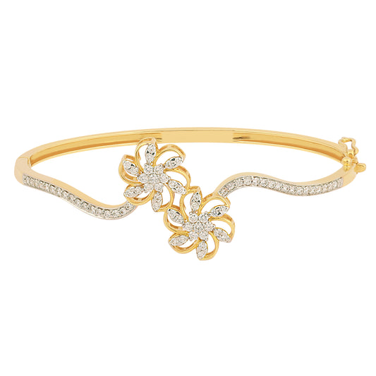 18k Yellow Gold 0.85 Ct. Natural Diamond Bangle Jewelry Bracelets IGI Certified