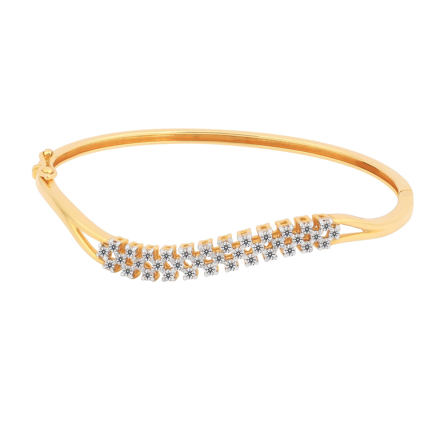 IGI Certified 18KT Yellow Gold Natural Diamond Bangle 0.88 Ct. Valentine's Day