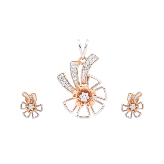 Radiant Bloom Diamond Pendant Set