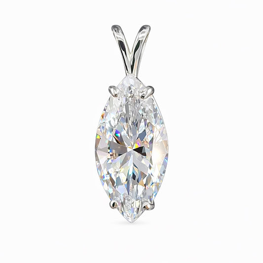 5 ct DEW Marquise Moissanite Pendant in Gold Vermeil Certified Gift for Birthday