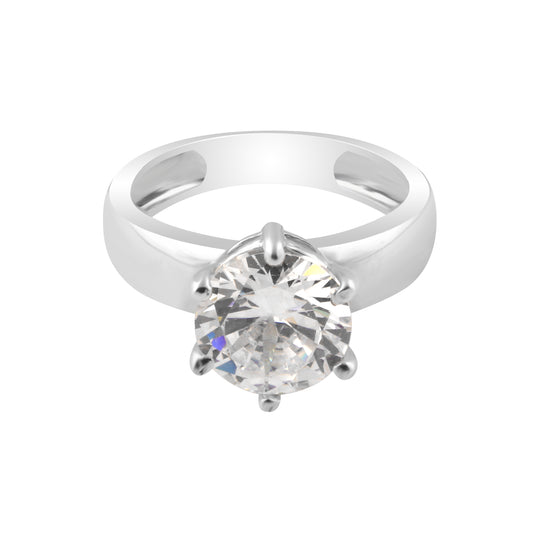 4 Ct. Certified Round Cut White Moissanite Diamond 925 Sterling Silver Ring