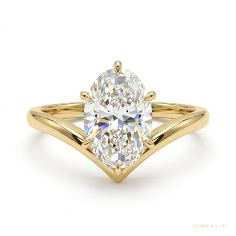 2.00 ct DEW Oval White Moissanite Solitaire Ring – Elegant Jewellery for Her Birthday 18K 18K Gold Plated – white background main image