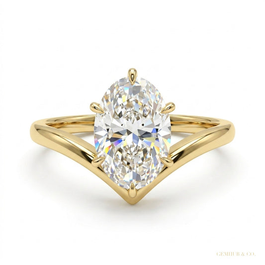 2.00 ct DEW Oval White Moissanite Solitaire Ring – Elegant Jewellery for Her Birthday 18K 18K Gold Plated – white background main image