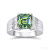 2.20 ct DEW Emerald Cut Blue Treated Moissanite Ring in – Certified Gem 18K Gold Plated – white background main image