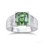 2.20 ct DEW Emerald Cut Blue Treated Moissanite Ring in – Certified Gem 18K Gold Plated