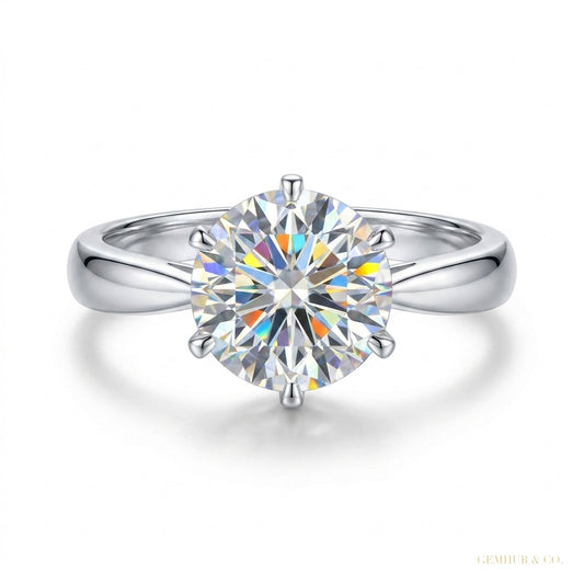2.20 ct DEW White Moissanite Engagement Certified Ring – Anniversary Gift 18K Gold Plat 18K Gold Plated – white background main image