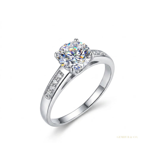 2.25 ct DEW White Moissanite Certified Ring – Engagement Gift for Her 18K Gold Plated V 18K Gold Plated – white background main image