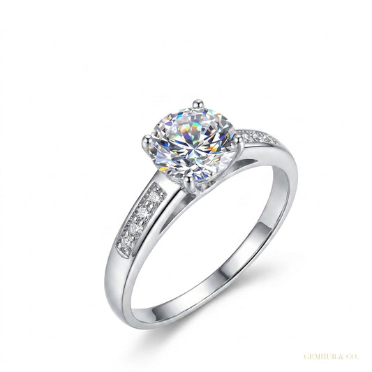 2.25 ct DEW White Moissanite Certified Ring – Engagement Gift for Her 18K Gold Plated V 18K Gold Plated – white background main image