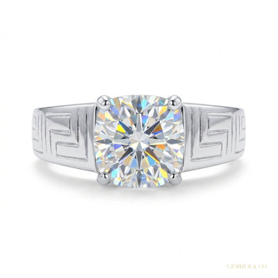 2.30 ct DEW Certified Cushion Cut White Solitaire Moissanite Ring 18K Gold Plated Verme 18K Gold Plated