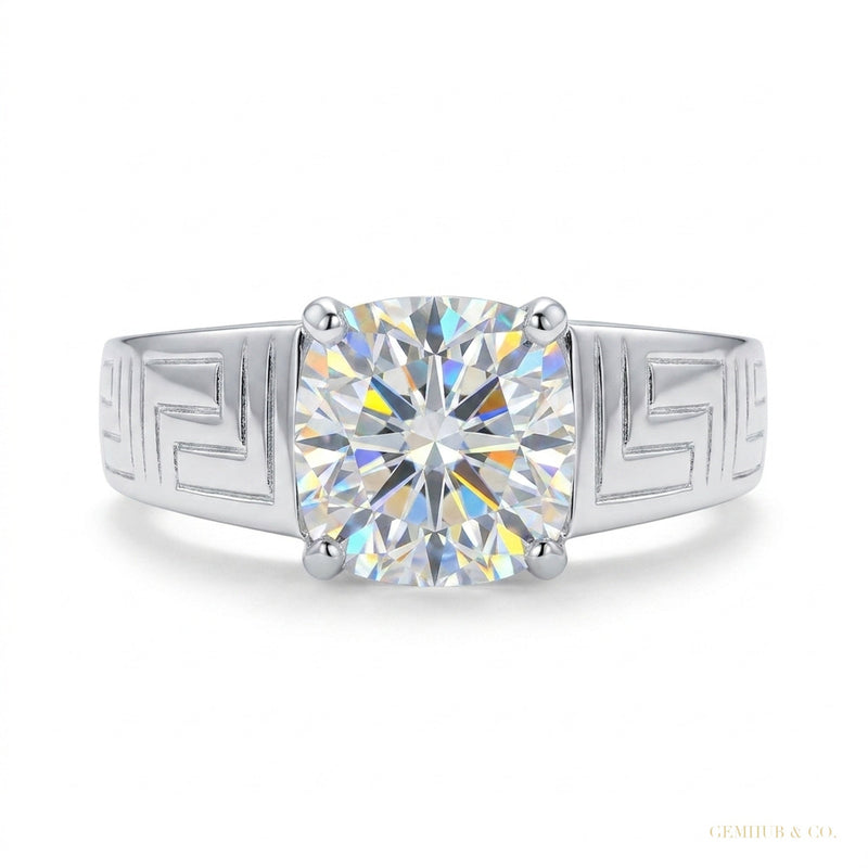 2.30 ct DEW Certified Cushion Cut White Solitaire Moissanite Ring 18K Gold Plated Verme 18K Gold Plated – white background main image