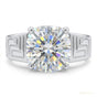 2.30 ct DEW Certified Round Cut White Moissanite Sterling Solitaire Ring 18K Gold Plat 18K Gold Plated