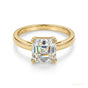 2.40 ct DEW Certified Asscher Cut Off White Moissanite Ring 18K Gold Plated