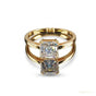 2.40 ct DEW Certified Asscher Cut White Solitaire Moissanite Ring 18K Gold Plated Verme 18K Gold Plated