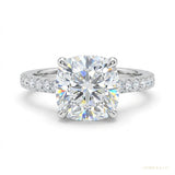 2.50 ct DEW Certified Cushion Cut White Moissanite Ring For Women 18K Gold Plated Vermeil – white background main image
