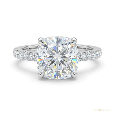2.50 ct DEW Certified Cushion Cut White Moissanite Ring For Women 18K Gold Plated Verme 18K Gold Plated