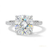 2.50 ct DEW Certified Cushion Cut White Moissanite Solitaire Ring 18K Gold Plated Vermeil – white background main image