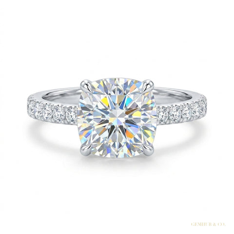 2.50 ct DEW Certified White Moissanite Ring – Elegant Women’s Jewellery in 18K Gold Plate 18K Gold Plated – white background main image