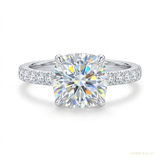 2.50 ct DEW Certified White Moissanite Ring – Elegant Women’s Jewellery in 18K Gold Plate 18K Gold Plated – white background main image