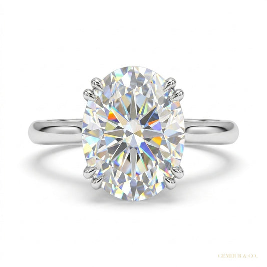 2.50 ct DEW Off White Moissanite Solitaire Ring in – Elegant & Rare 18K Gold Plated Ver 18K Gold Plated – white background main image