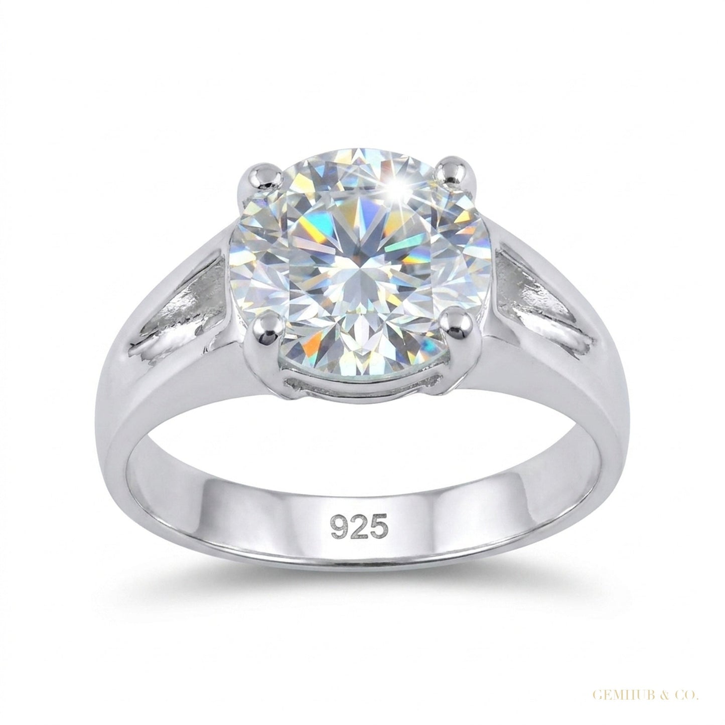 2.50 ct DEW White Round Cut Certified Moissanite Solitaire Rings 18K Gold Plated Vermei 18K Gold Plated – white background main image