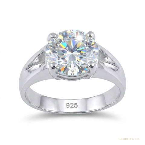 2.50 ct DEW White Round Cut Certified Moissanite Solitaire Rings 18K Gold Plated Vermei 18K Gold Plated – white background main image