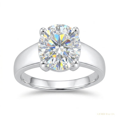 2.50 Cts White Round Cut Certified Moissanite Solitaire Rings 18K Gold Plated Vermeil