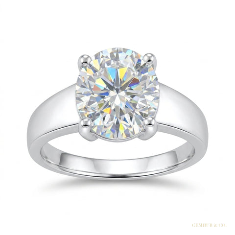 2.50 Cts White Round Cut Certified Moissanite Solitaire Rings 18K Gold Plated Verme 18K Gold Plated – white background main image