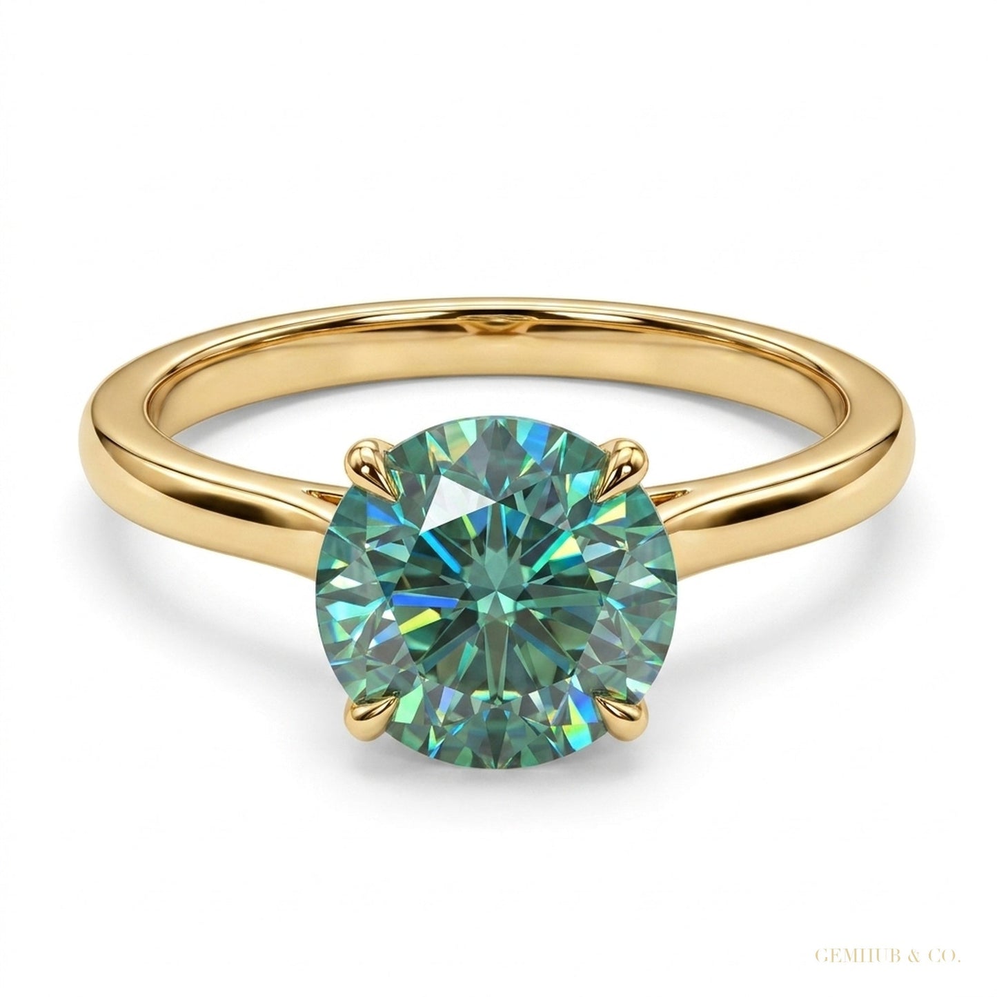 2.55 ct DEW Certified Blue Moissanite Ring – Birthday Gift for Her 18K Gold Plated Verm 18K Gold Plated – white background main image