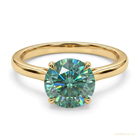 2.55 ct DEW Certified Blue Moissanite Ring – Birthday Gift for Her 18K Gold Plated Verm 18K Gold Plated – white background main image