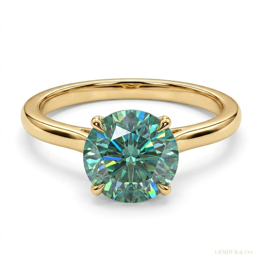 2.55 ct DEW Certified Blue Moissanite Ring – Birthday Gift for Her 18K Gold Plated Verm 18K Gold Plated – white background main image