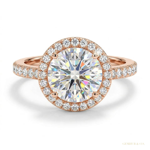2.55 ct DEW Certified Round Cut F VS1 CVD White Moissanite Ring In 18K Gold Plated Verm 18K Gold Plated – white background main image